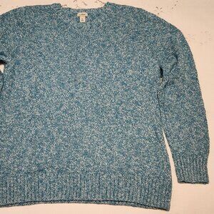 NWOT L.L. Bean cotton rag marled "sea glass" teal sweater (XL)